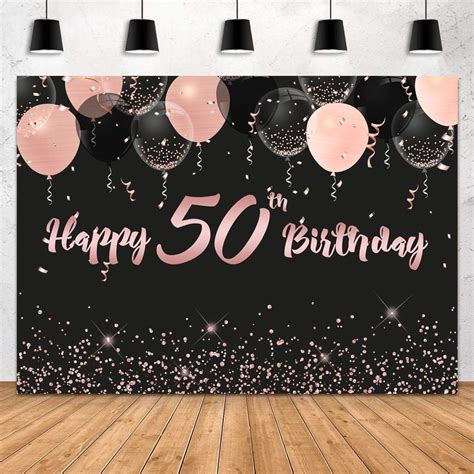 Sensfun Happy 50th Birthday Backdrop Pink Glitter Fabulous | Images and Photos finder