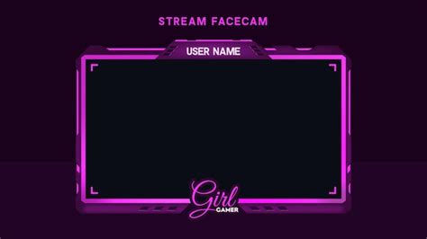 Premium Vector | Stream overlay pink facecam vector illustration for girl gamer