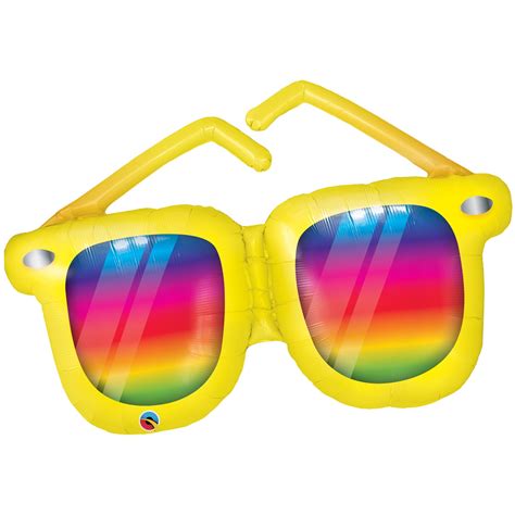 Qualatex Summer Rainbow Striped Sunglasses 42" Jumbo Foil Balloon, Yellow Multi - Walmart.com ...