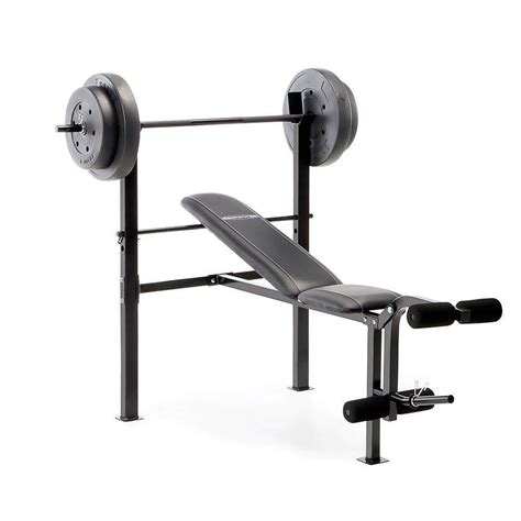 Competitor Pro Home Gym Standard Adjustable Weight Bench with 80 Pound ...