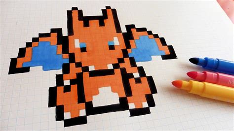 Handmade Pixel Art - How To Draw Charizard #pixelart - YouTube