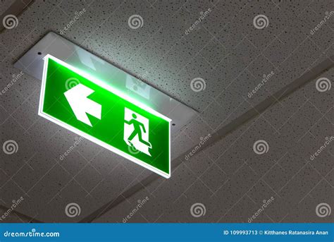 Fire Exit ,green Emergency Exit Sign Stock Image - Image of fire ...