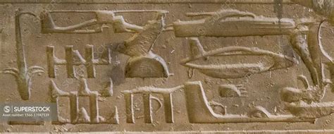 Egypt, temple of Sethy 1 in Abydos, strange carved hieroglyphs, called ""Abydos helicopter ...