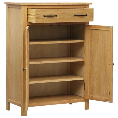 Solid Oak Wood Shoe Cabinet 76x37x105cm | Complete Storage Solutions