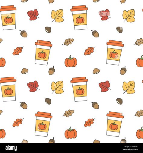 cute fall autumn collection seamless vector pattern background illustration Stock Vector Image ...