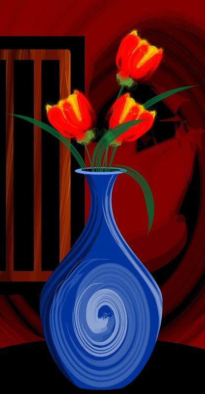 "Digital painting of a flower vase " by tillydesign | Redbubble