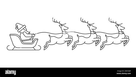 Santa Claus on a sleigh with reindeer vector illustration isolated on white background ...