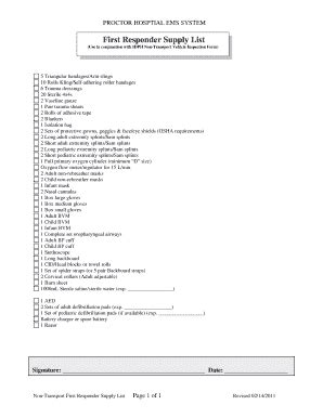 Fillable Online First Responder Equipment List First Responder ...