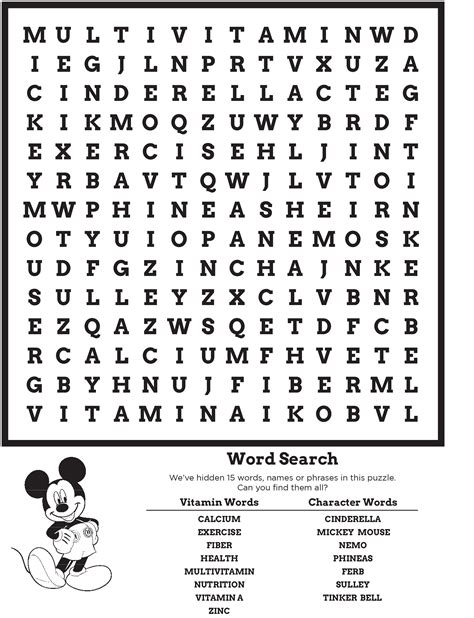 Disney Word Search Puzzles | Activity Shelter