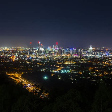 View of Brisbane City from Mount Coot-tha Stock Photo - Image of ...