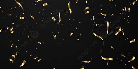 Celebration Black Background Template With Elegant Greeting Card Confetti And Gold Ribbon ...