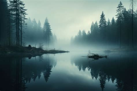 Tranquil scene reflection forest fog | Free Photo - rawpixel