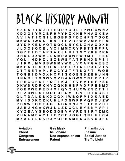 Printable Word Search Black History Month - Word Search Printable