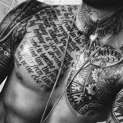 Masculine Chest Quote Tattoo Design Ideas For Men Chest Tattoo Writing ...