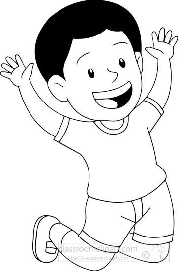 Clipart Black And White, Black And White Drawing, Black White, Happy Boy, Happy Kids, Coloring ...