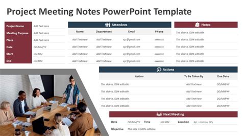 Project Meeting Notes PowerPoint Template | PPT Templates