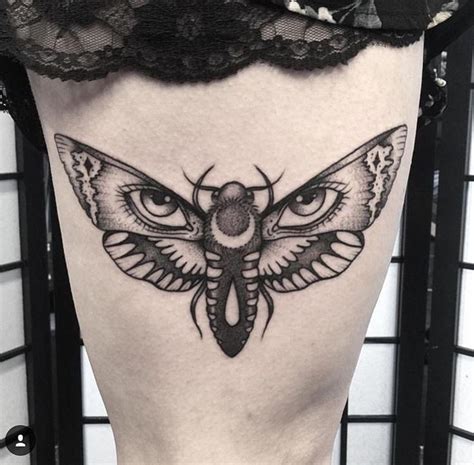 Moth Tattoo by @lozzybonestattoo | Thigh tattoos women, Neck tattoo, Tattoos