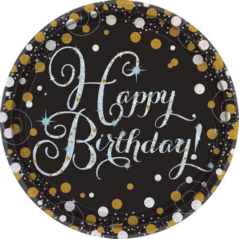 Happy Birthday Lunch Plates, Black/Gold/Silver, 8-pk | Canadian Tire