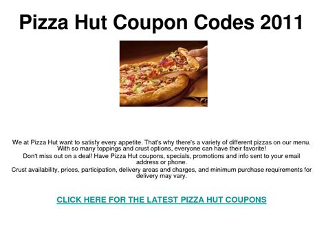 Printable Coupons: Pizza Hut Coupons