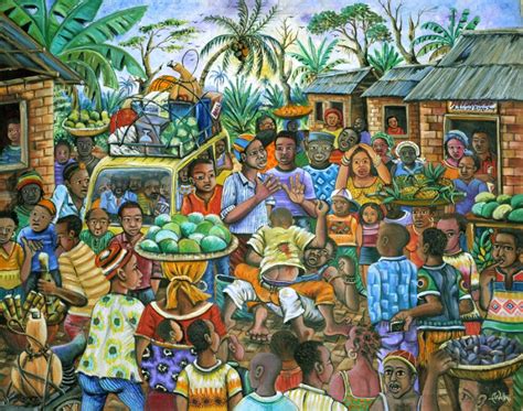 The Saturday Market • Art Cameroon African Paintings