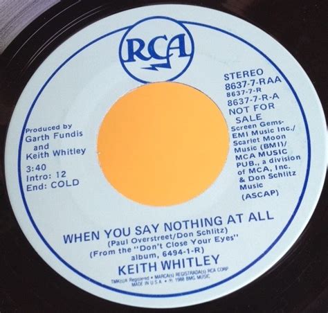 Keith Whitley - When You Say Nothing At All (1988, Vinyl) | Discogs