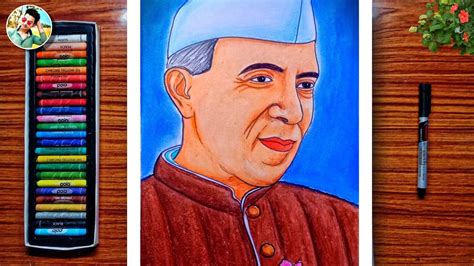 Pin on Jawaharlal Nehru Drawing easy with oil pastel ️