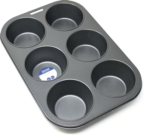 6 Hole Jumbo Muffin Pan/Tin, Baking Tray, Non Stick by Lets Cook Cookware: Amazon.co.uk: Kitchen ...