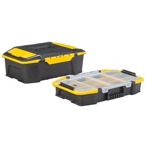 STANLEY Tool Box Set: 19 in Overall Wd, 12 5/16 in Overall Dp, 9 3/5 in Overall Ht, Black ...