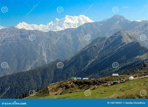 Chopta Valley with Choukhamba Range Stock Image - Image of ridge, tree ...