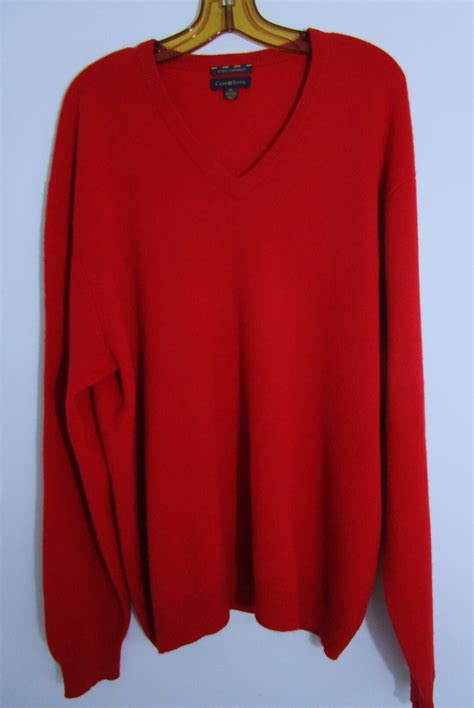 XL Mens Macys Classic Cashmere V Neck Pullover Sweater Red - Etsy