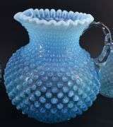 Fenton Opalescent Hobnail Pitcher and Tumbler Set - BHD Auctions
