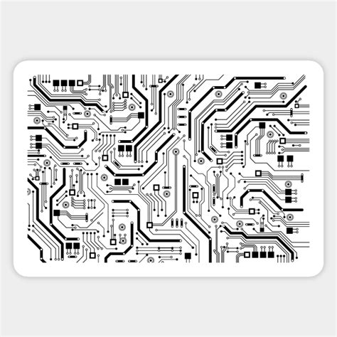 Black and White Circuit Board Design - Circuit Board - Sticker | TeePublic