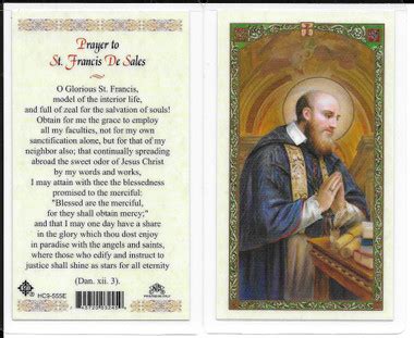 Laminated Prayer Card Prayer to St. Francis De Sales