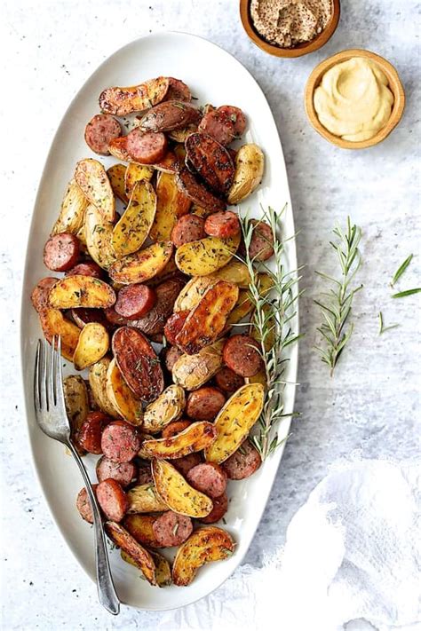 Duck Fat and Rosemary Roasted Fingerling Potatoes with Sausage