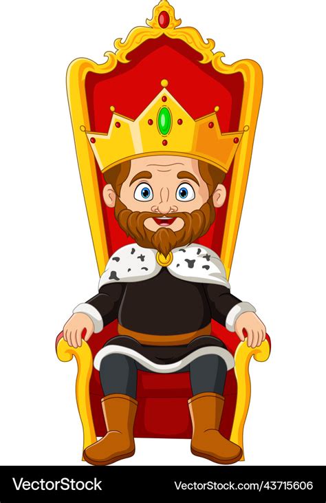 Cartoon king sitting on the throne Royalty Free Vector Image