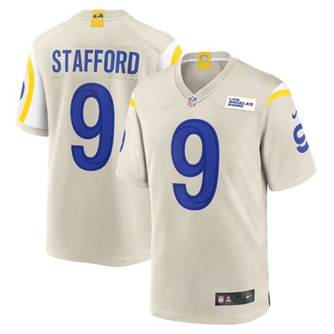 Men's Nike Matthew Stafford Bone Los Angeles Rams Player Game Jersey