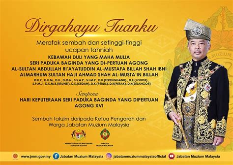 Tarikh Cuti Keputeraan Agong 2023