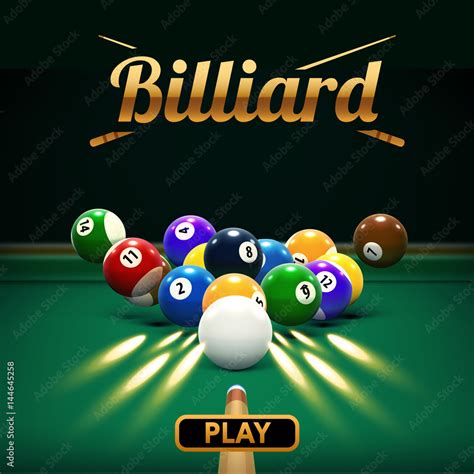 billiard table front view balls sport theme Stock-Vektorgrafik | Adobe Stock