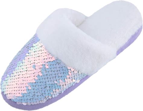 Harebell Little Kids Girls Slippers with Sequins Cozy Memory Foam House ...