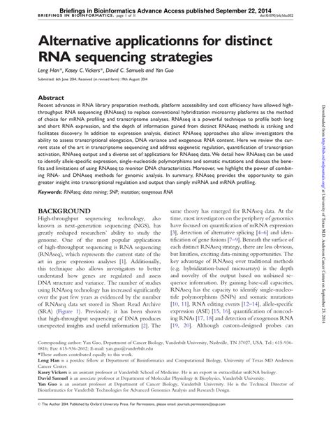 (PDF) Alternative applications for distinct RNA sequencing strategies