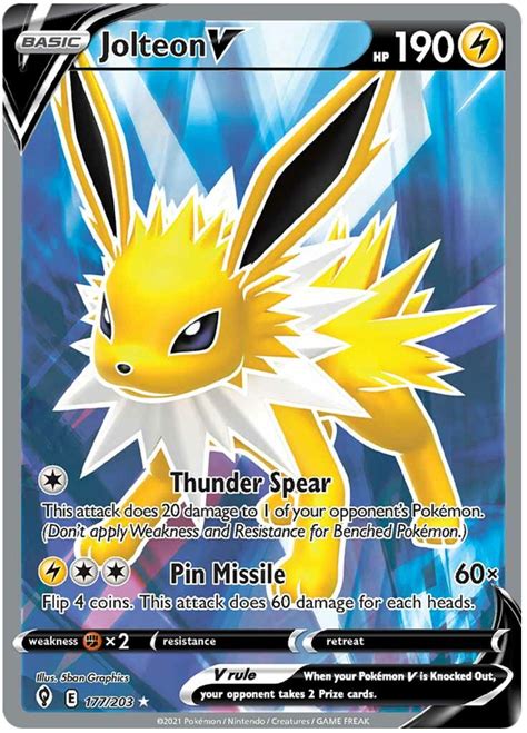 Jolteon V - Evolving Skies #177 Pokemon Card