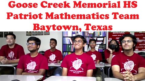 Goose Creek Memorial High School Patriot Mathematics Team, Baytown, Texas, 2022-2023. - YouTube