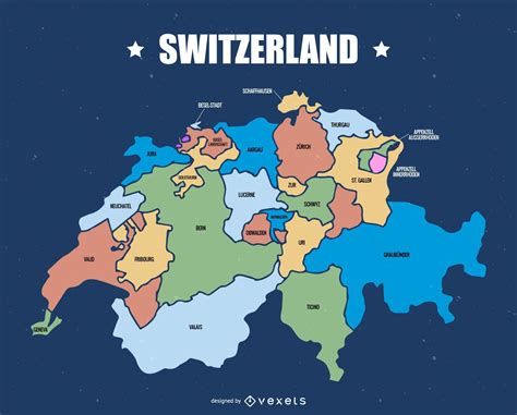 Switzerland Cantons Map