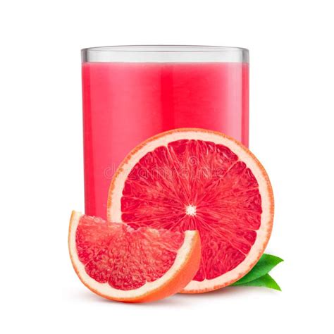 Glass of Pink Grapefruit Juice on White Stock Photo - Image of object ...