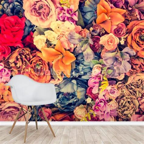 Vintage Flower Collage Wallpaper | Wallsauce UK