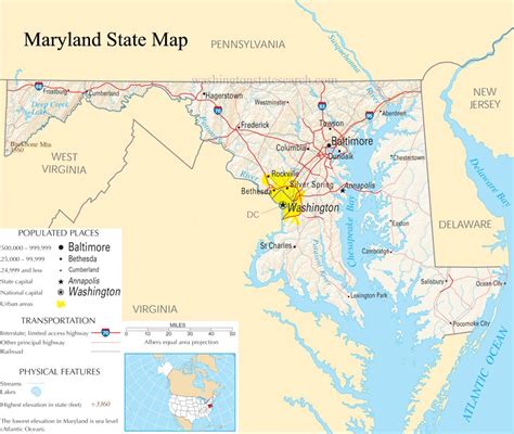 ♥ Maryland State Map - A large detailed map of Maryland State USA