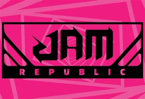 the logo for jam's republic is shown in black and pink colors