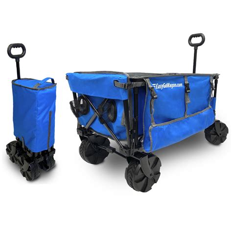 Mainstays Folding All-Terrain Wide-Track Wheeled Beach Wagon, Blue ...
