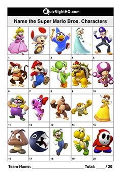 Super Mario Bros Characters 001 – QuizNightHQ