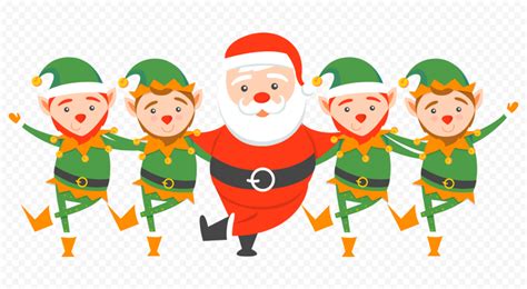 Santa Dancing With Elves Vector Cartoon HD PNG | Citypng